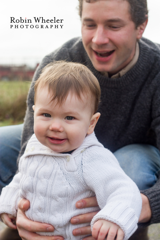 Father and baby smiling, Dallas, Oregon