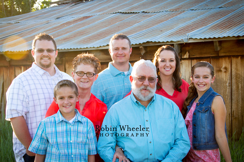 Extended family photo outside a barn in Payette, Idaho