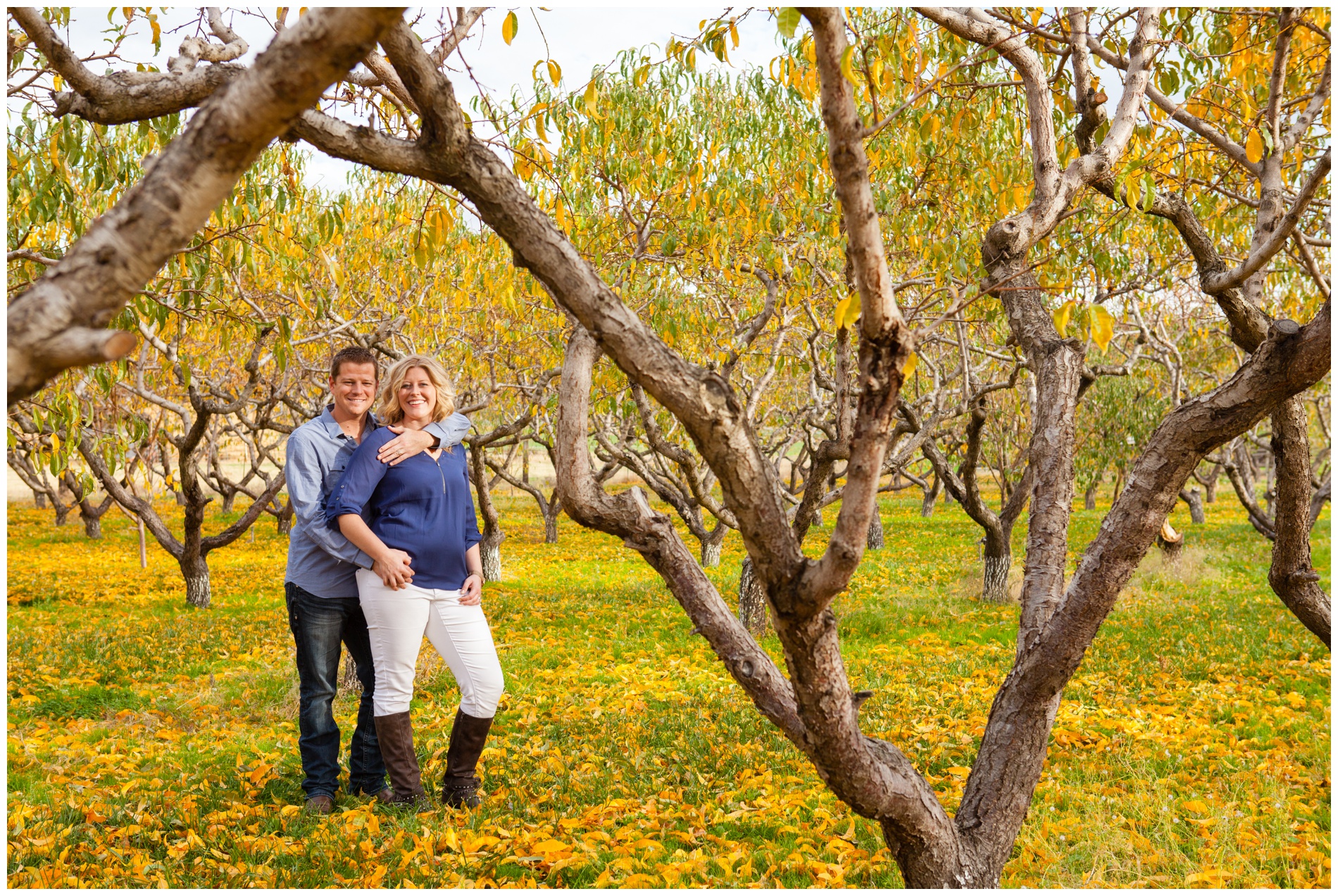 Fall family pictures in a pear orchard near Payette, Idaho