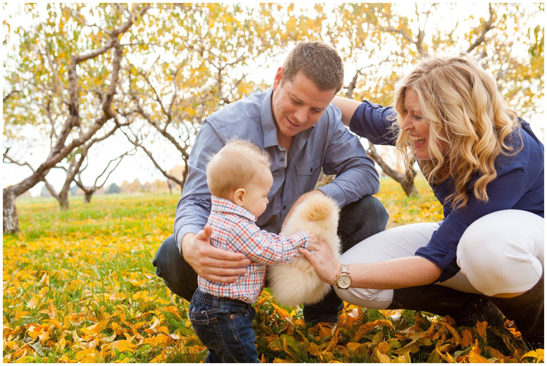 Fall family pictures in a pear orchard near Payette, Idaho