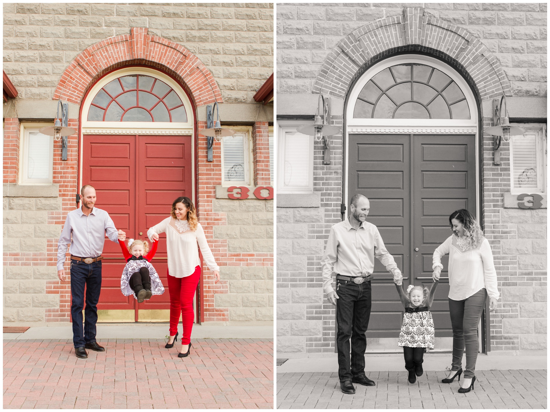 Family pictures by the Ontario train depot