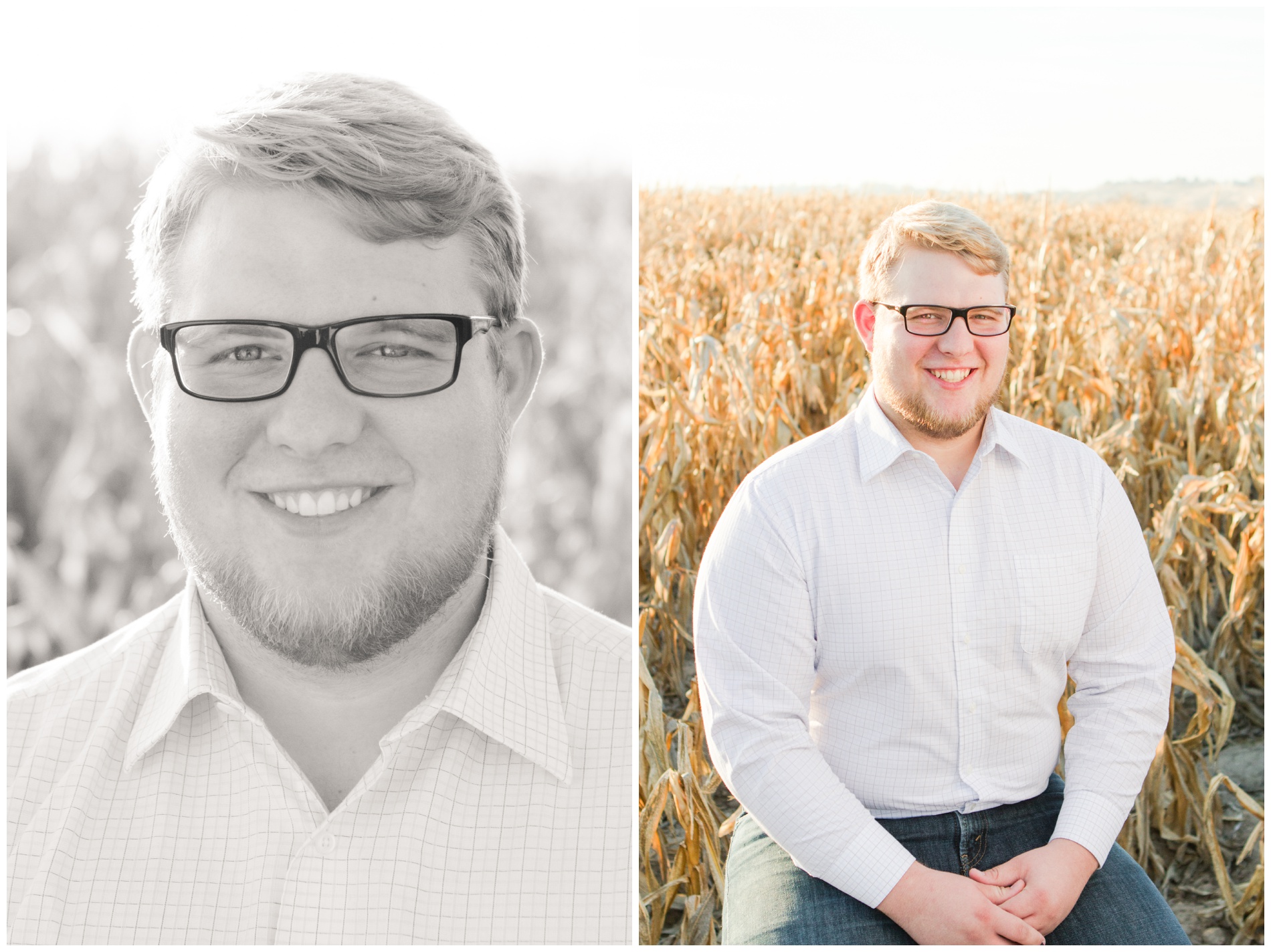 Fall senior photos in a corn field in Ontario, Oregon