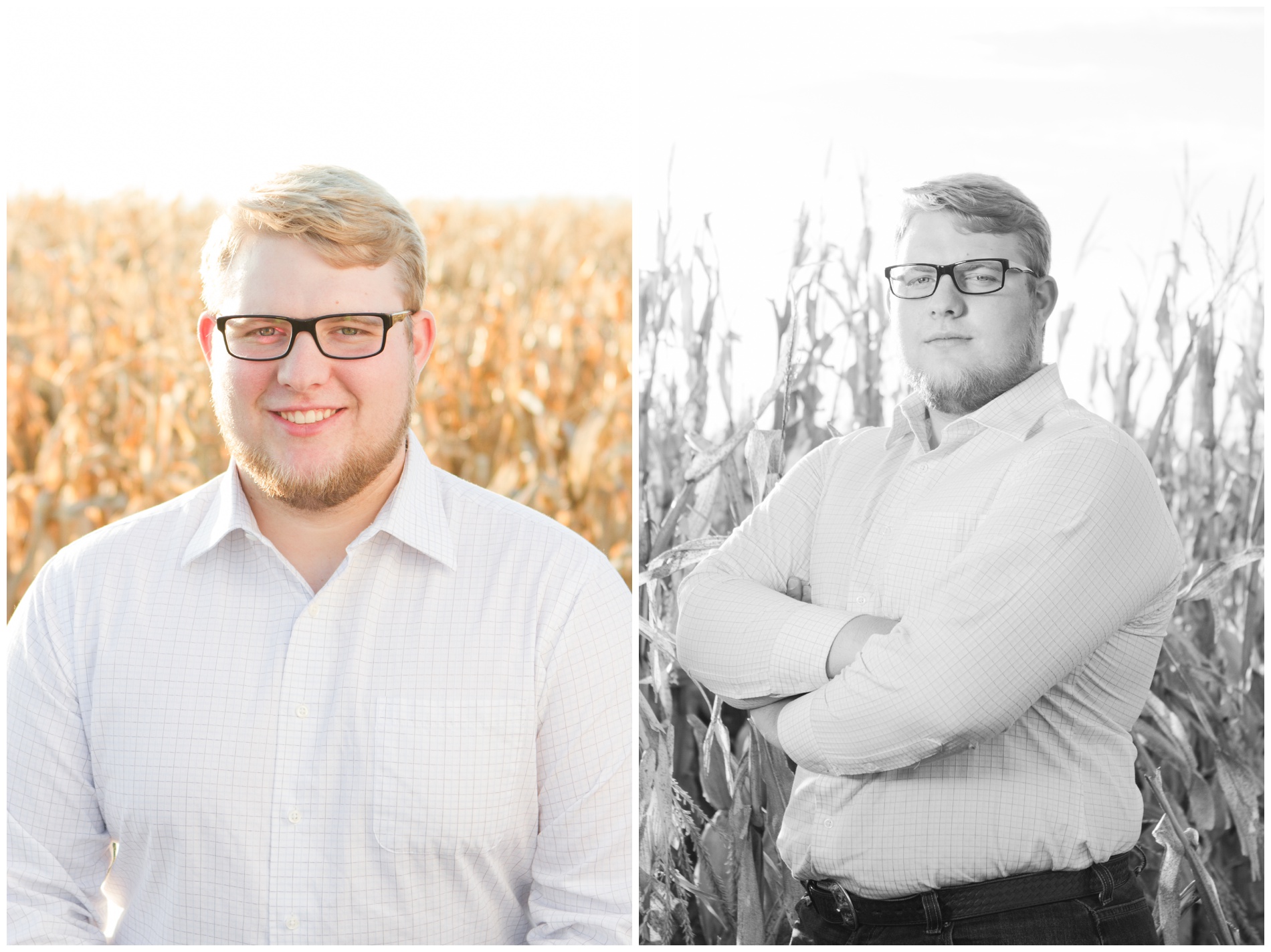 Fall senior photos in a corn field in Ontario, Oregon