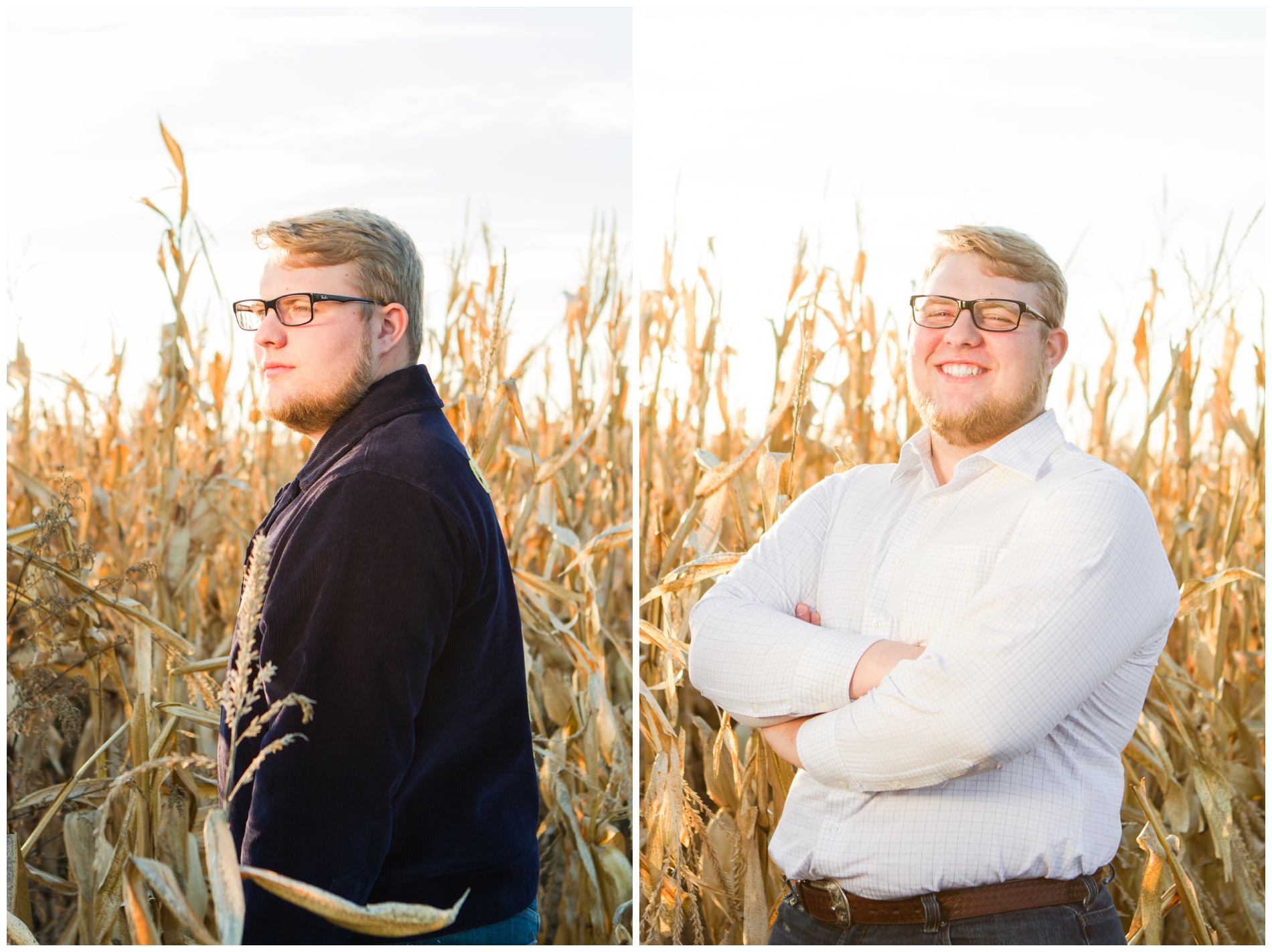 Fall senior photos in a corn field in Ontario, Oregon