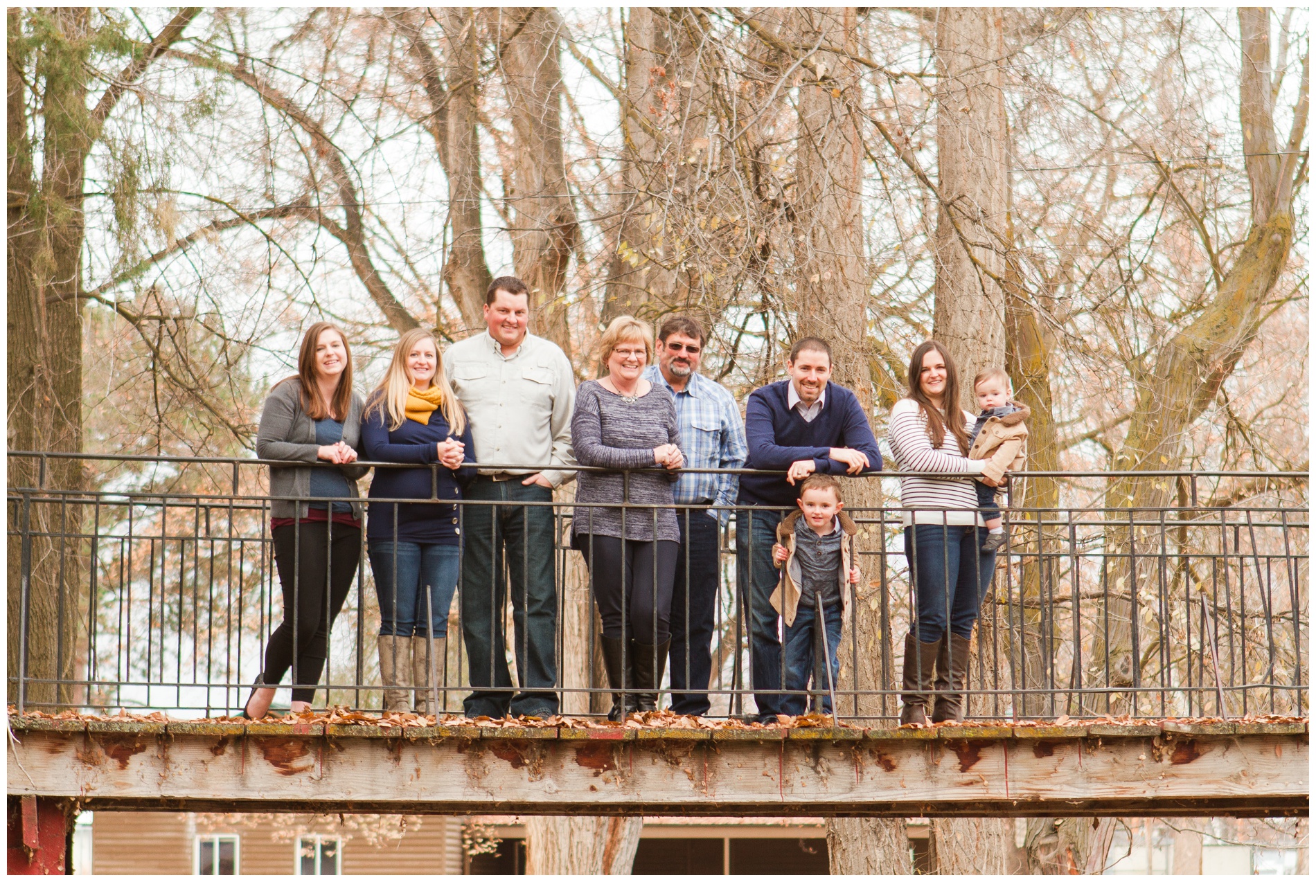 Family portraits on the bridge at Kiwanis Park in Payette