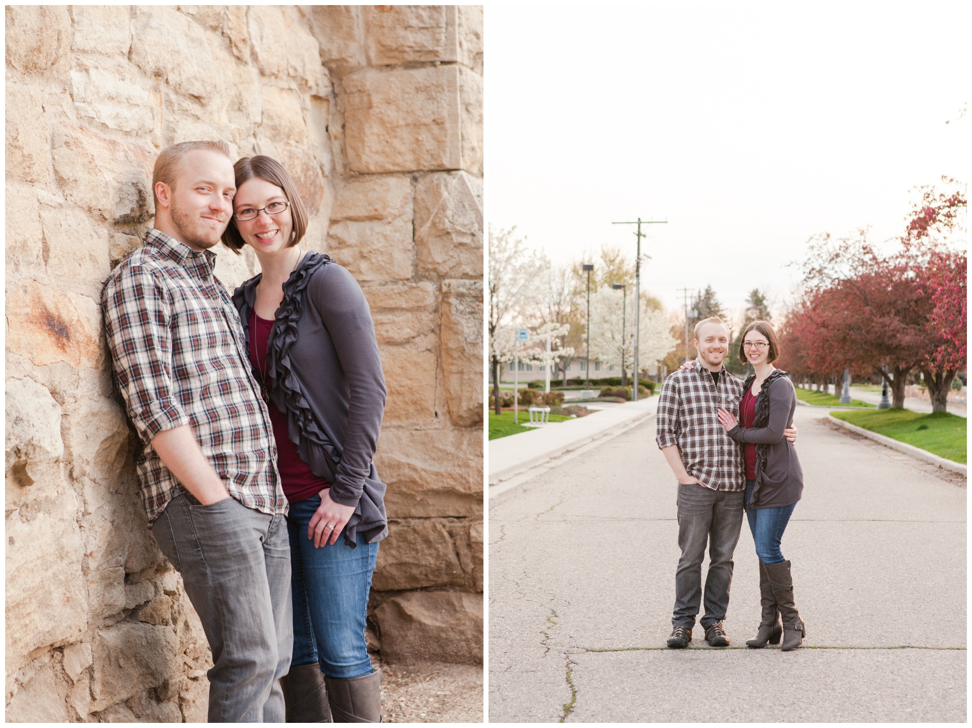 Portraits of a couple outside the Old Idaho State Penitentiary in Boise