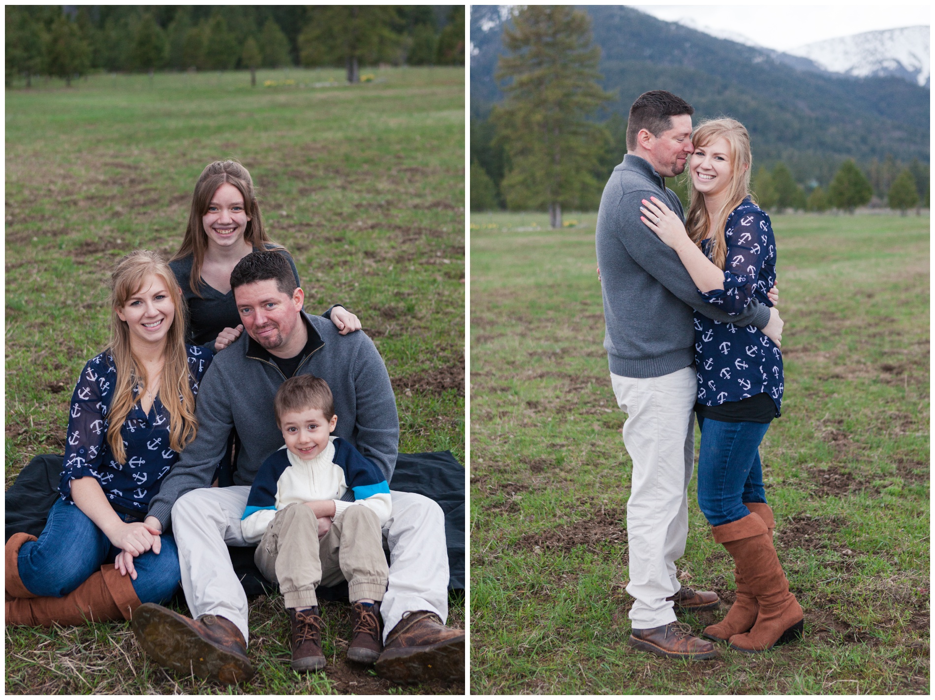 Family photos with Baker City, Oregon's snow-capped mountains in the background.