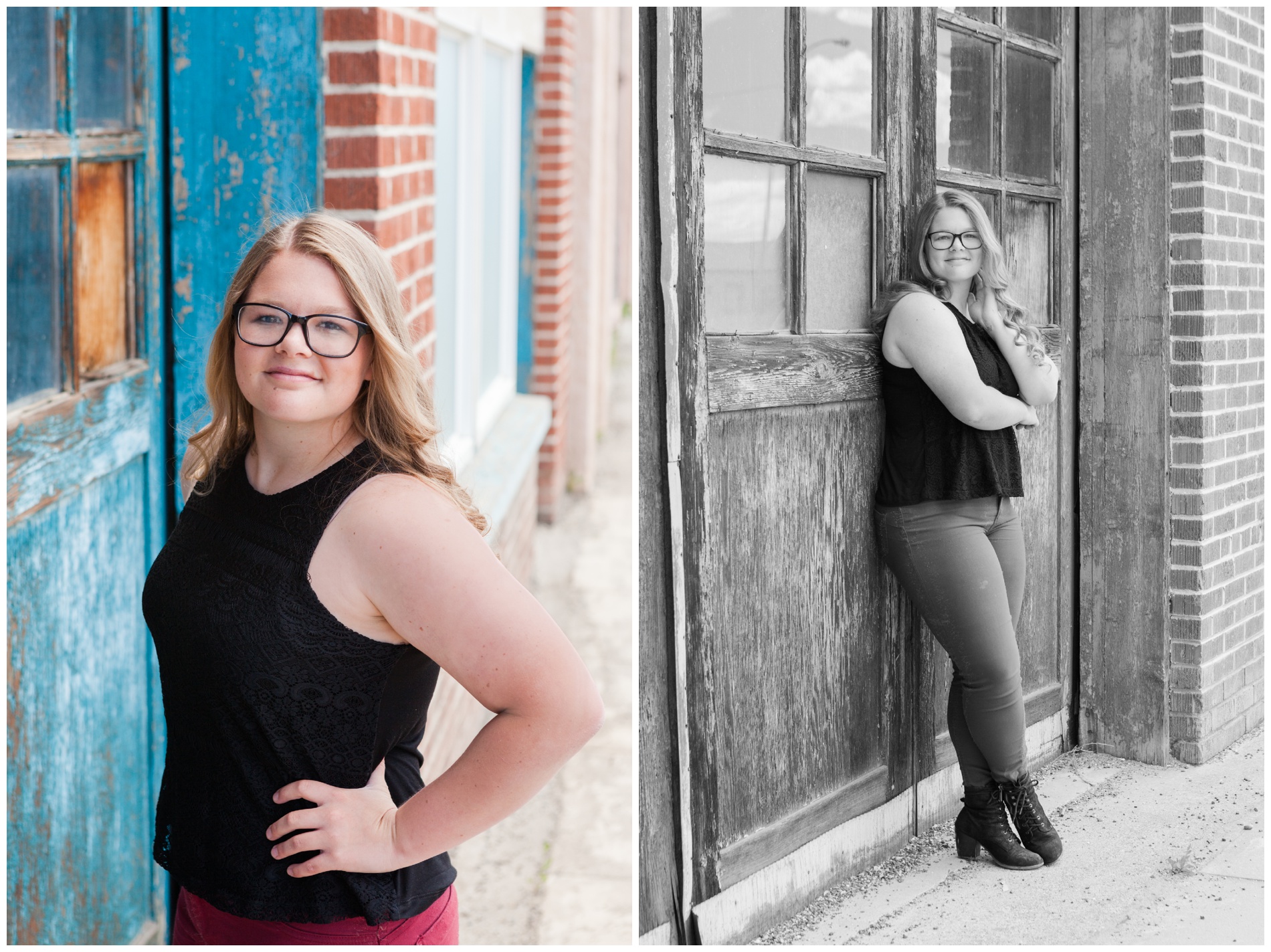 Outdoor senior pictures in downtown Payette, Idaho.