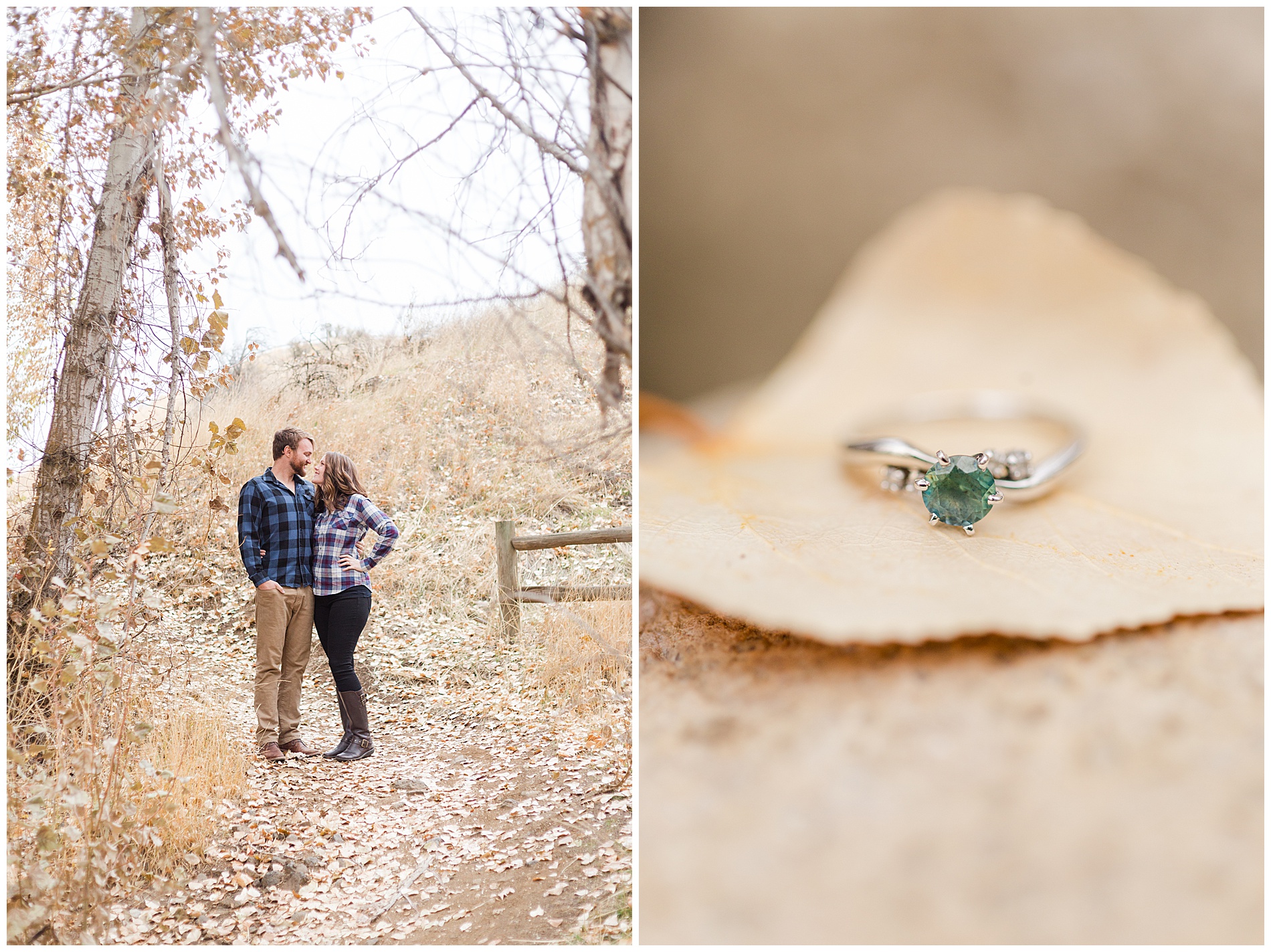 Engagement photos with autumn leaves in Boise's Military Reserve | Robin Wheeler Photography