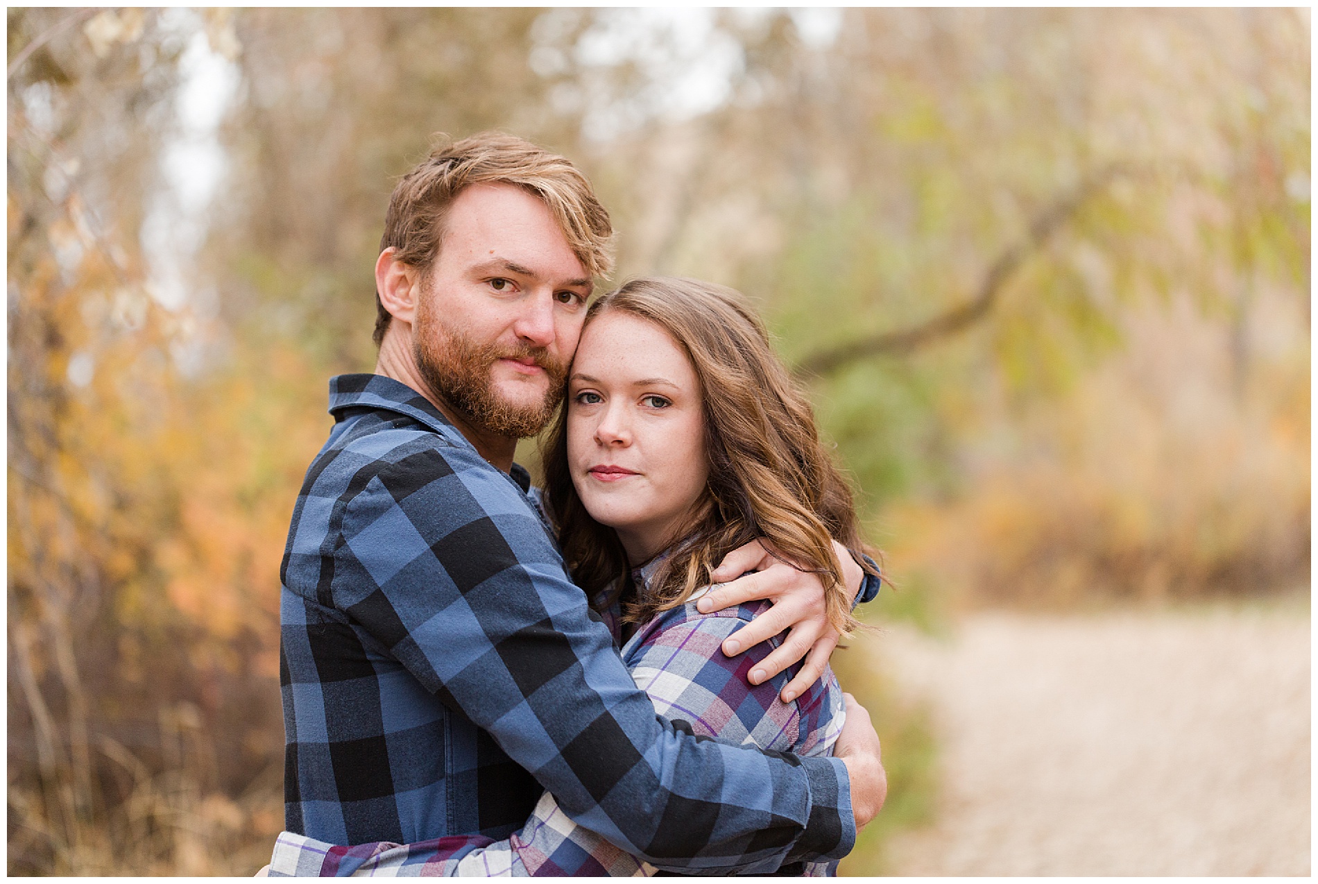 Engagement photos with autumn leaves in Boise's Military Reserve | Robin Wheeler Photography