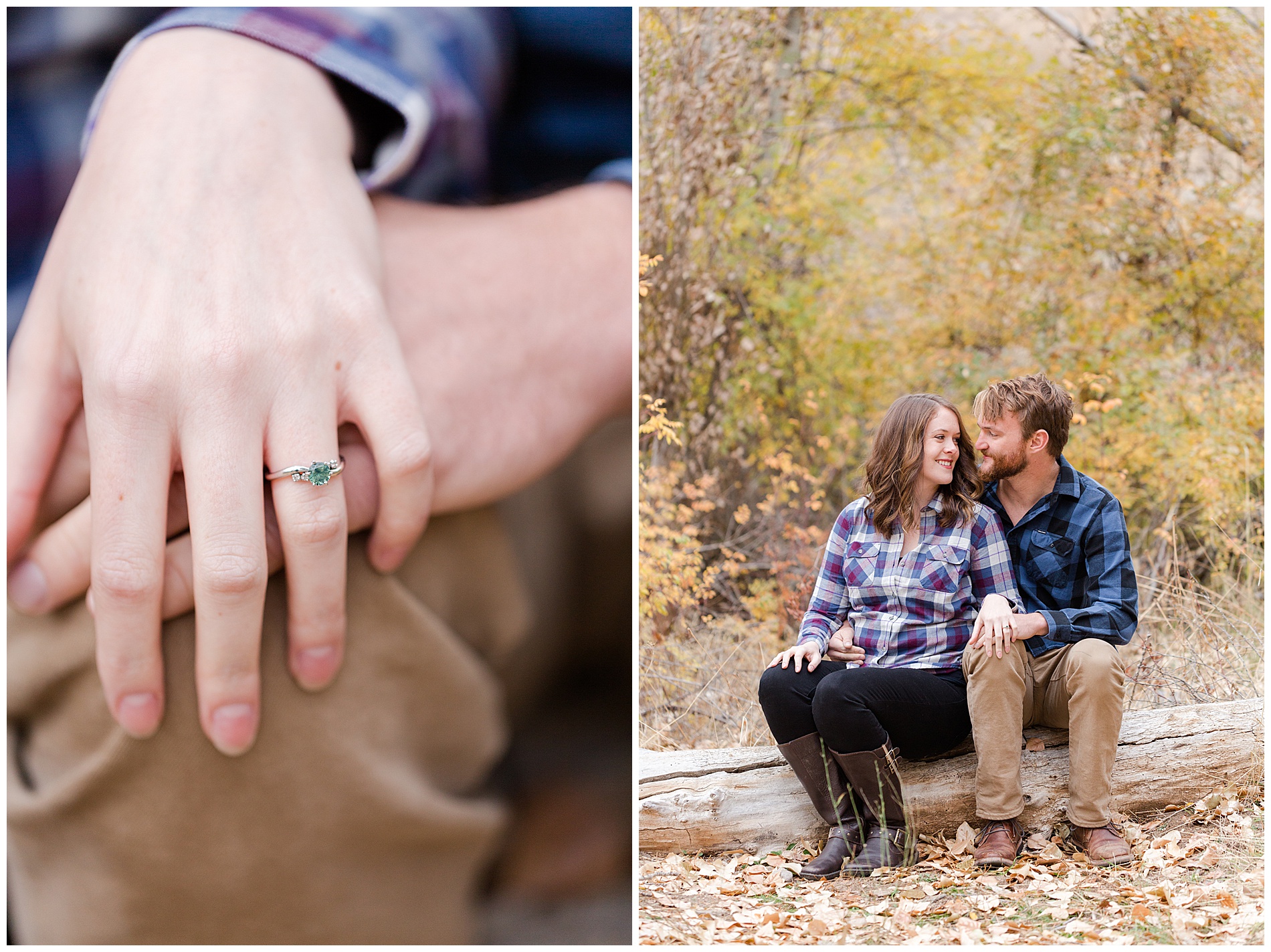 Engagement photos with autumn leaves in Boise's Military Reserve | Robin Wheeler Photography