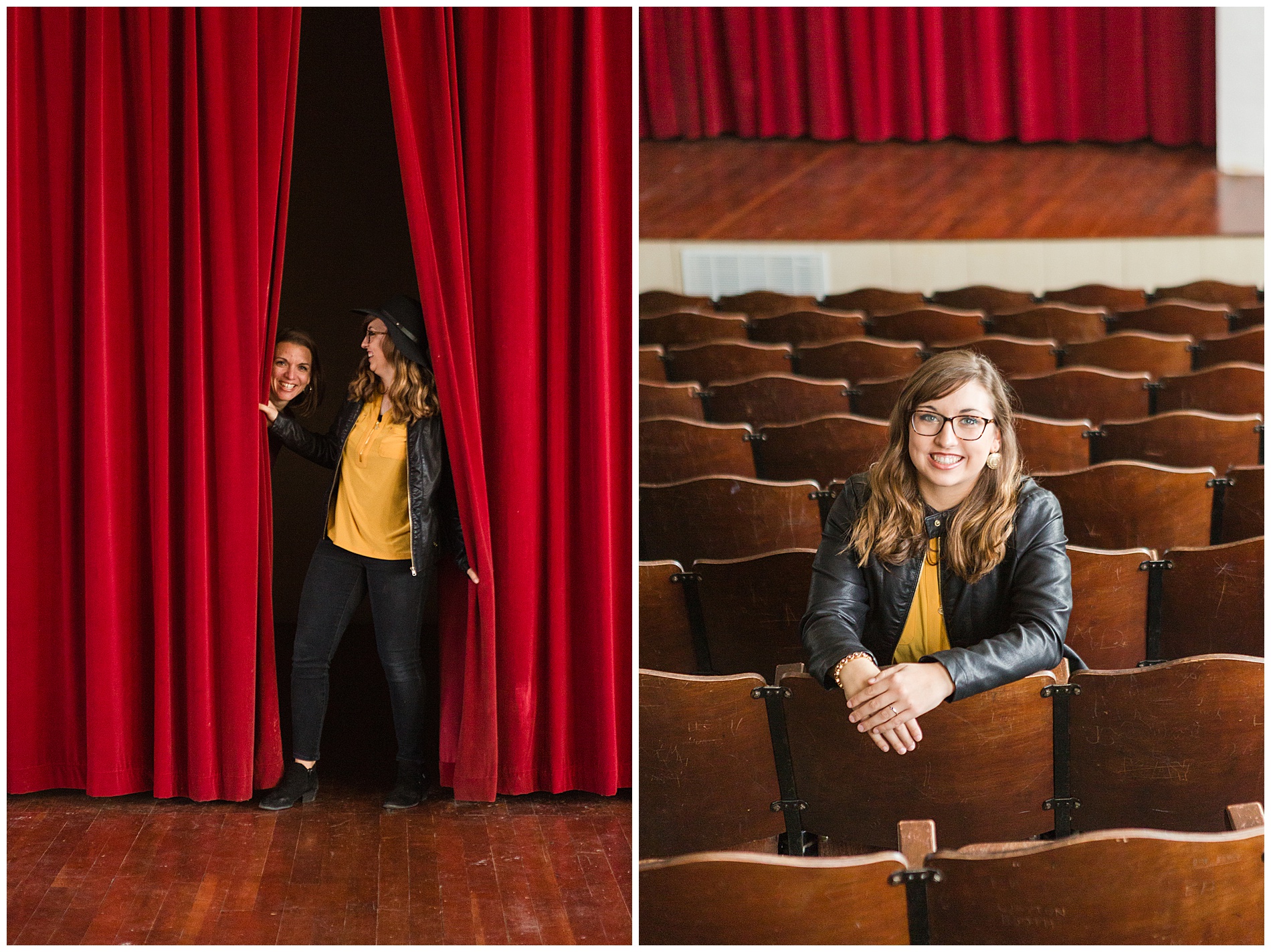 Senior photos in a theater in Weiser, Idaho | Robin Wheeler Photography