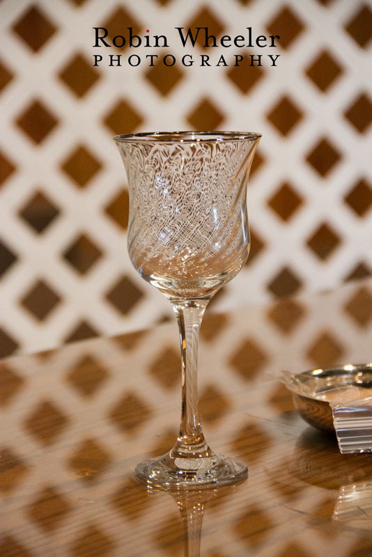 Wedding ceremony communion cup with lattice in background, Ontario, Oregon