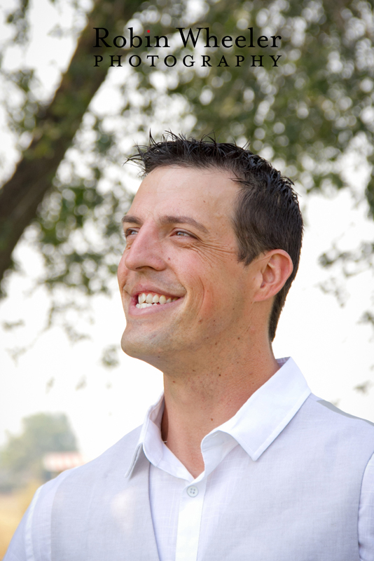 Portrait of groom smiling, Ontario, Oregon