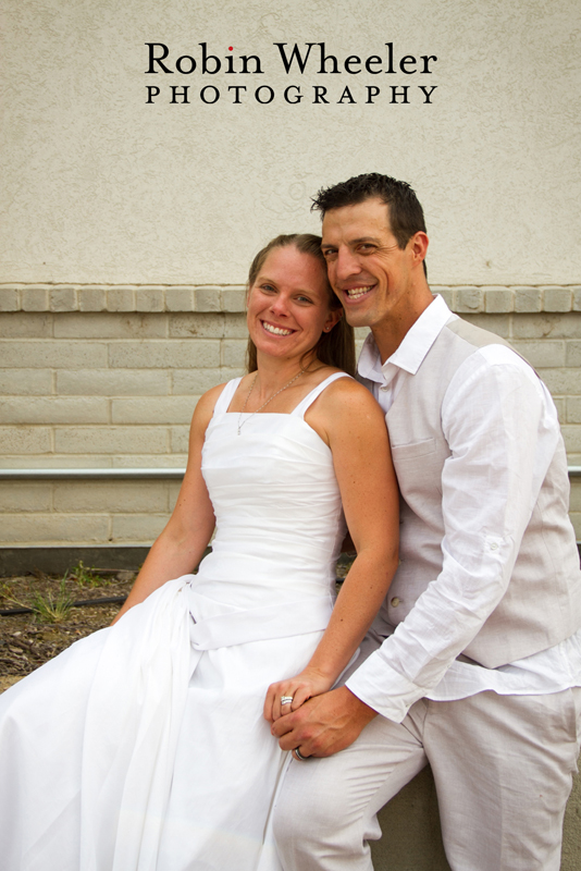 Bride and groom sitting, Ontario, Oregon