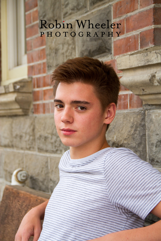 High school senior photo near the train depot in Ontario, Oregon