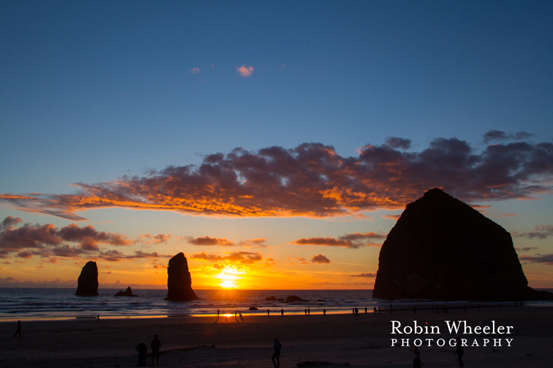 Haystack Rock and Cannon Beach at sunset