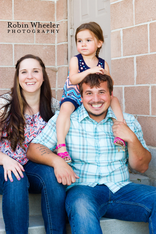 Family sitting on steps