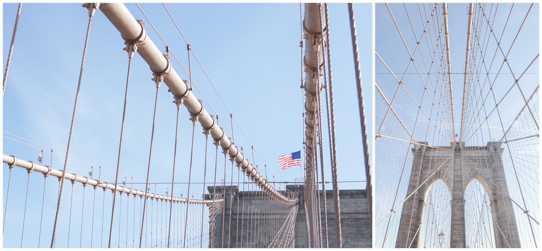 Flag atop Brooklyn Bridge, New York City