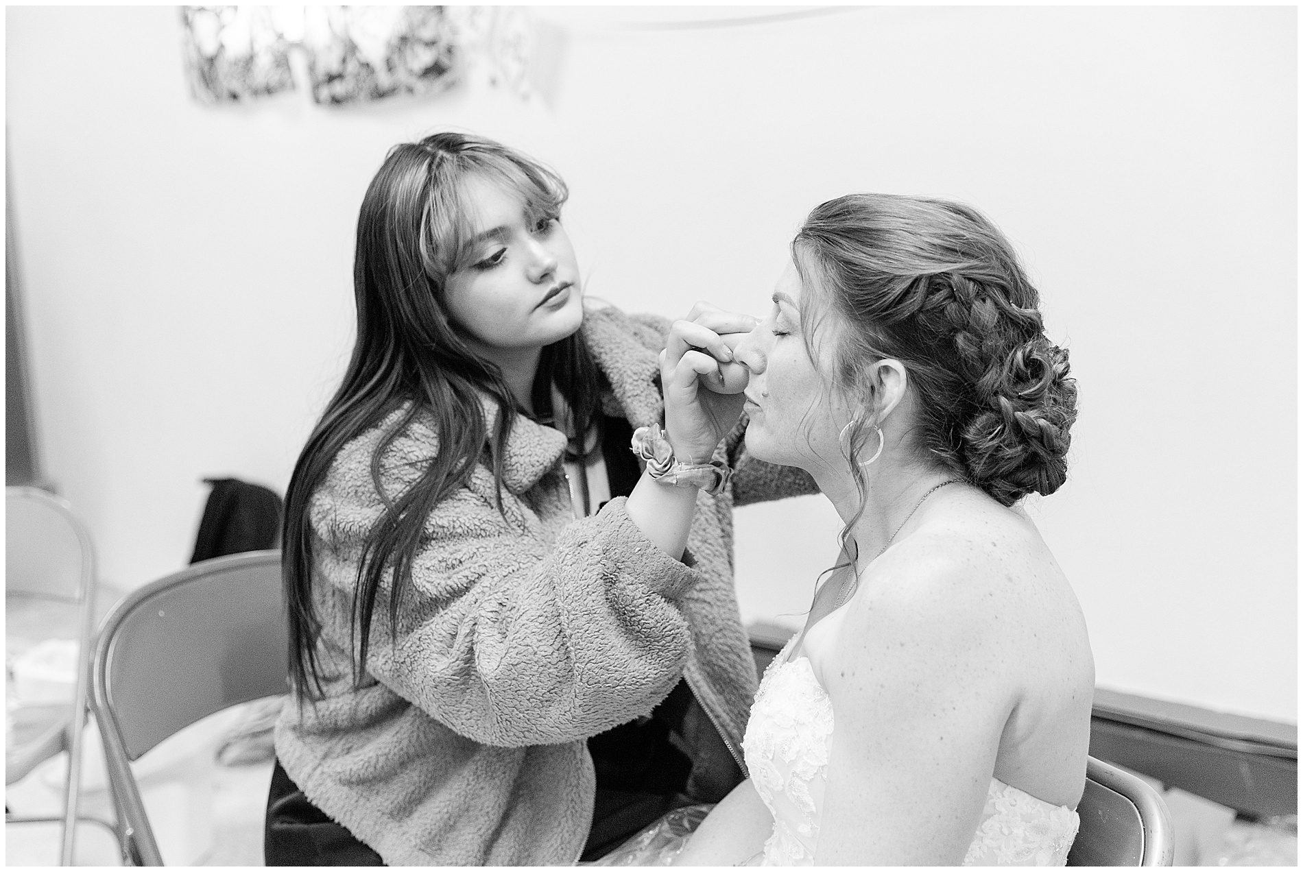 Amanda, the bride, gets ready