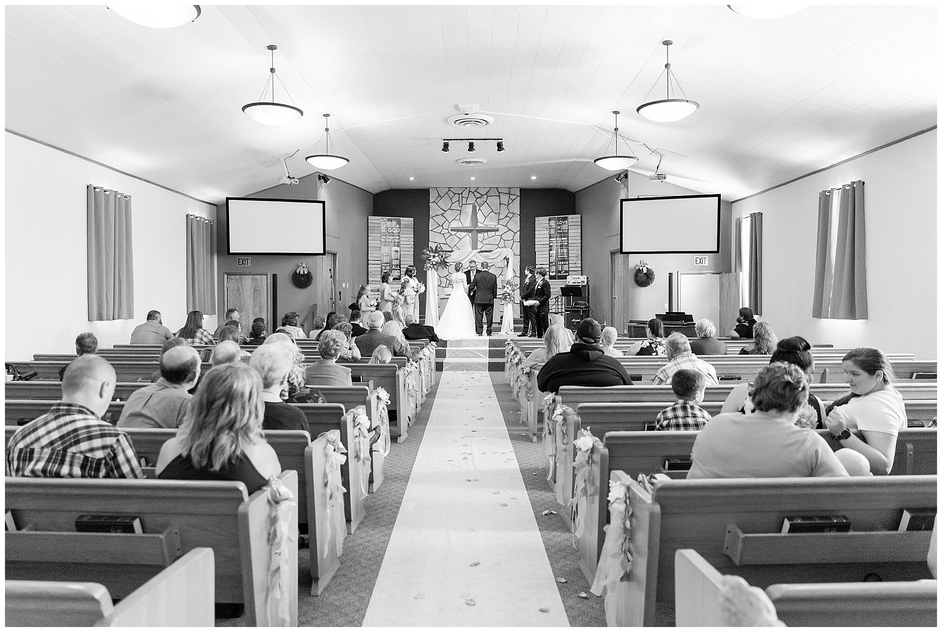 Wide shot of the sanctuary from the back