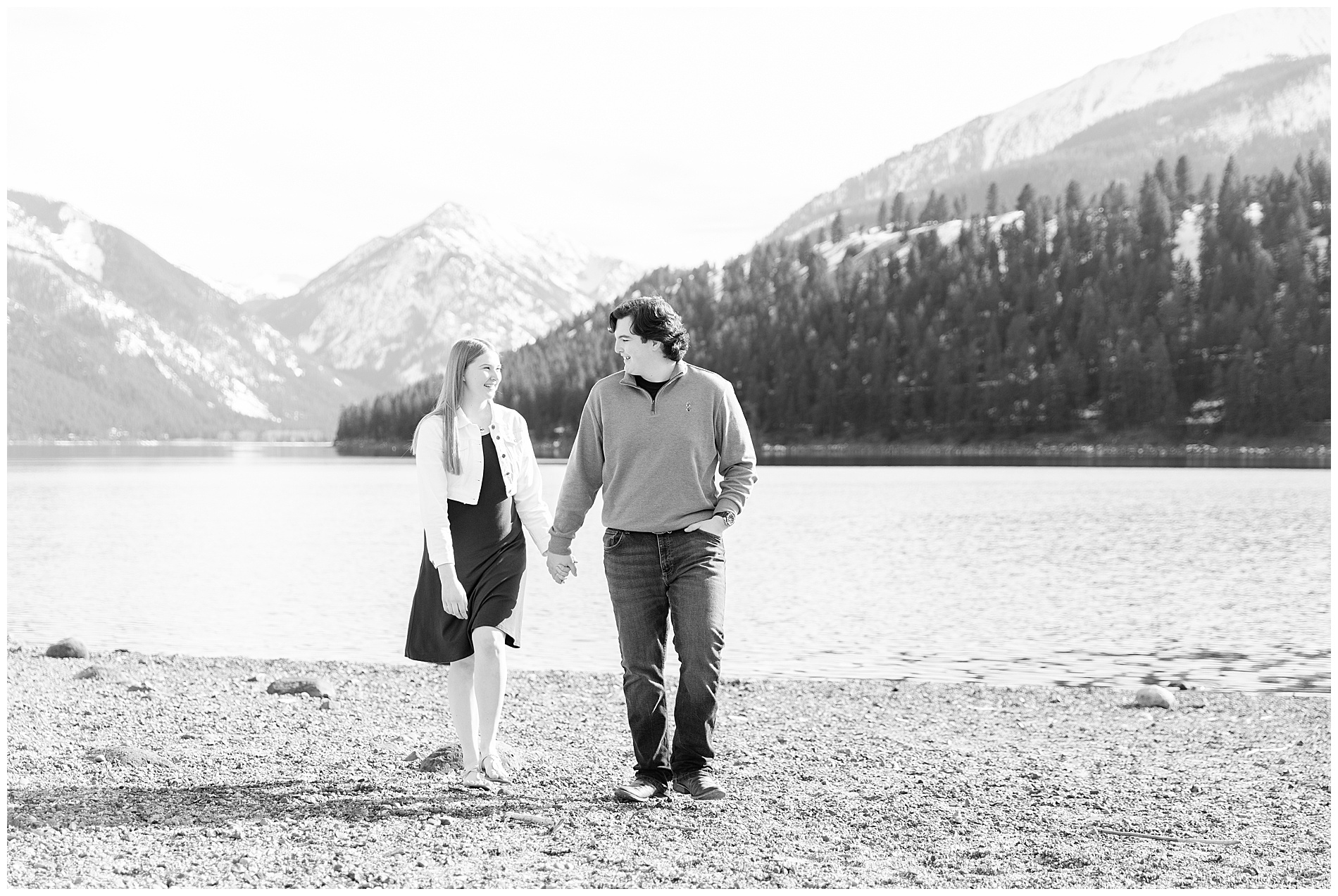 Walking along the shore at Wallowa Lake Park in eastern Oregon