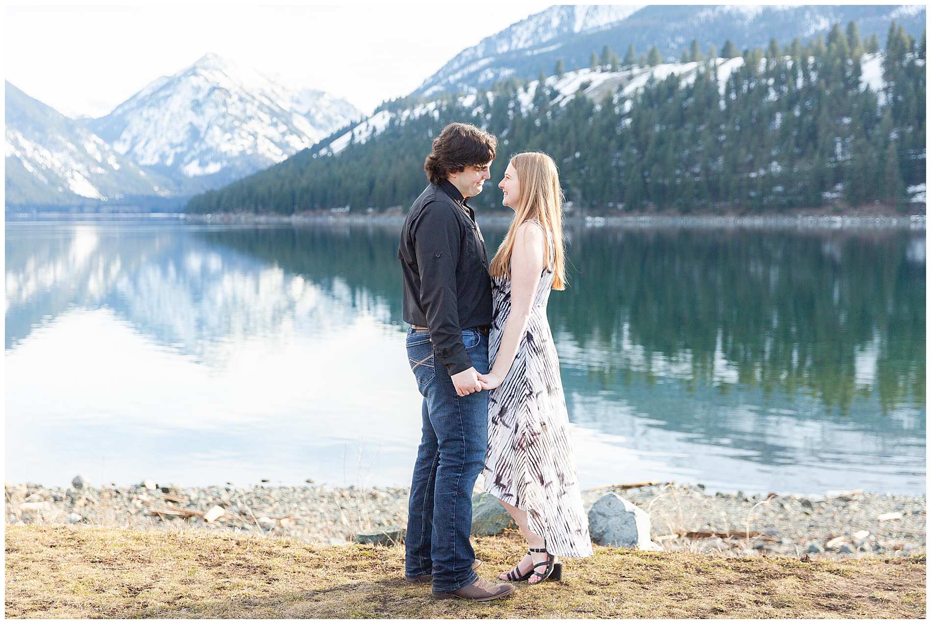Engagement pictures at Wallowa Lake Park in eastern Oregon
