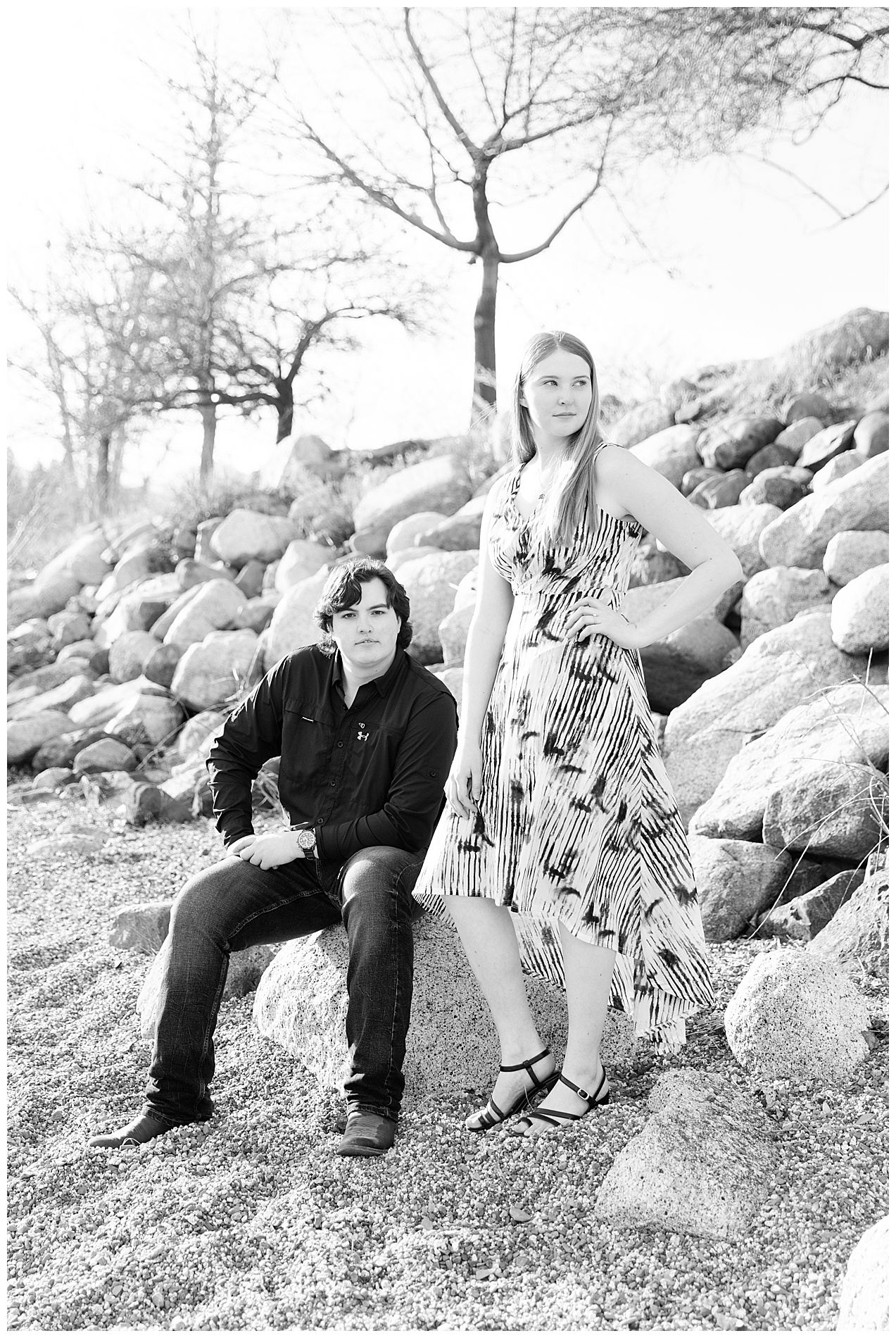 A serious pose of the couple on the beach, just for fun