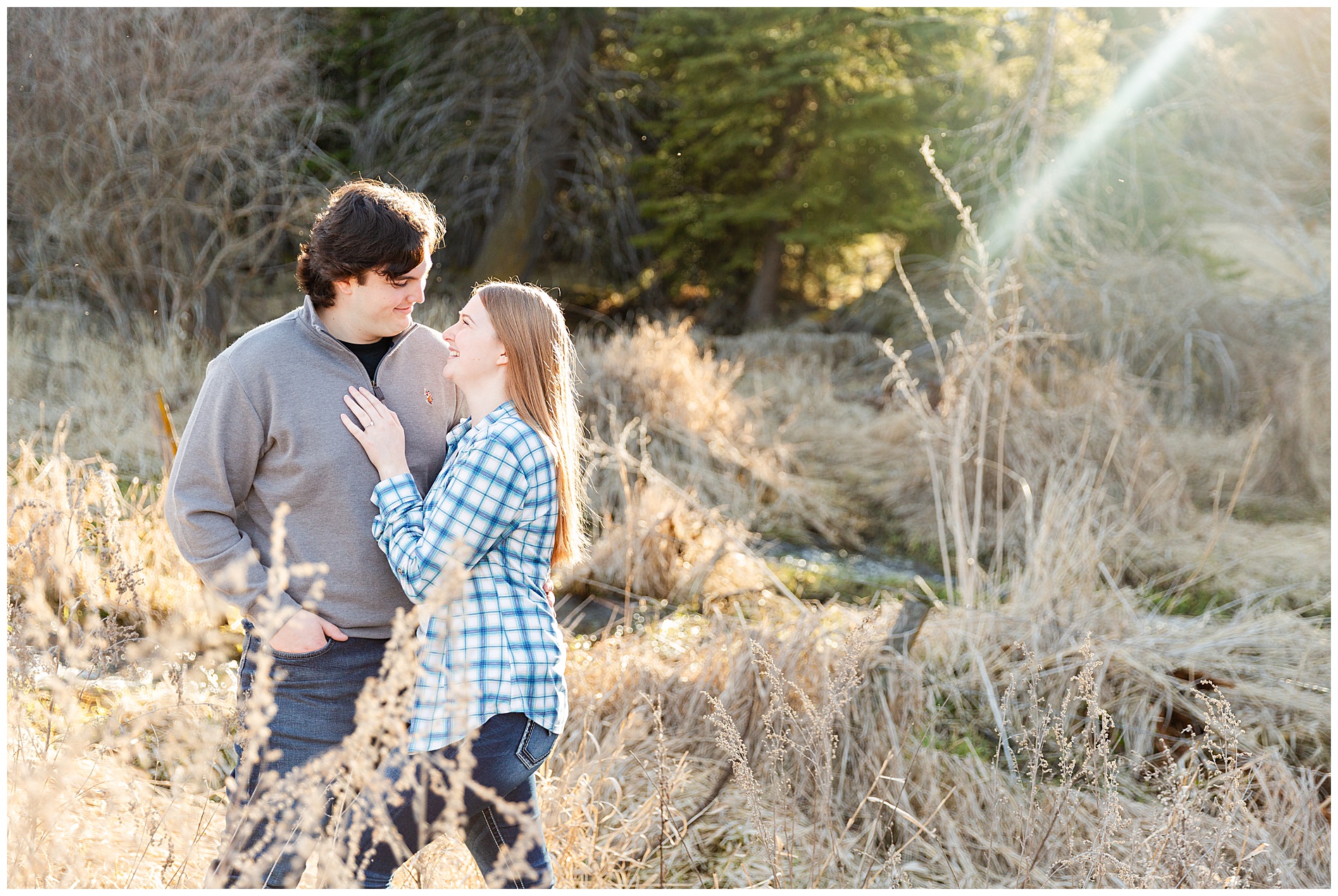 Smiling at each other in the trees