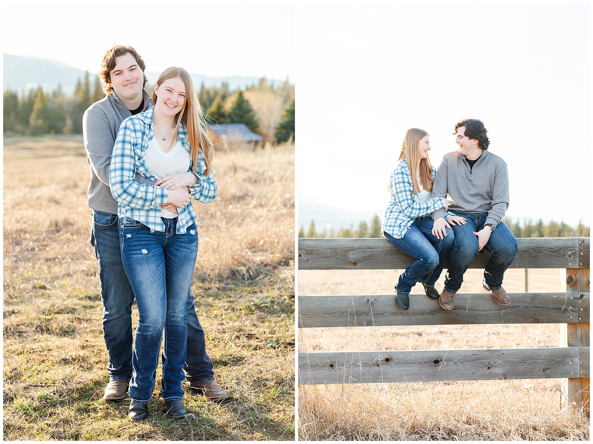 Engagement photos on farmland in Enterprise, eastern Oregon