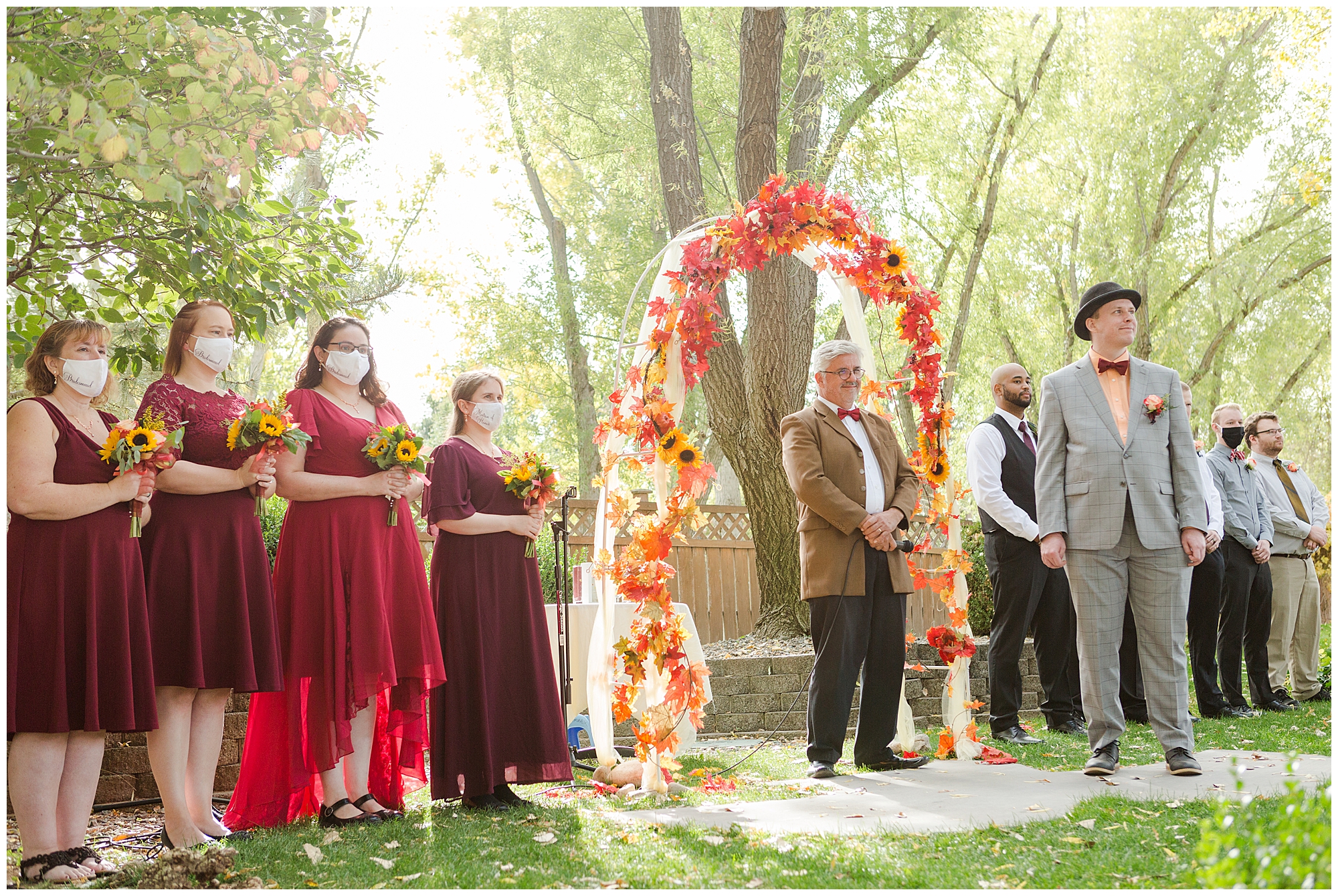 The wedding party awaits the bride's entrance