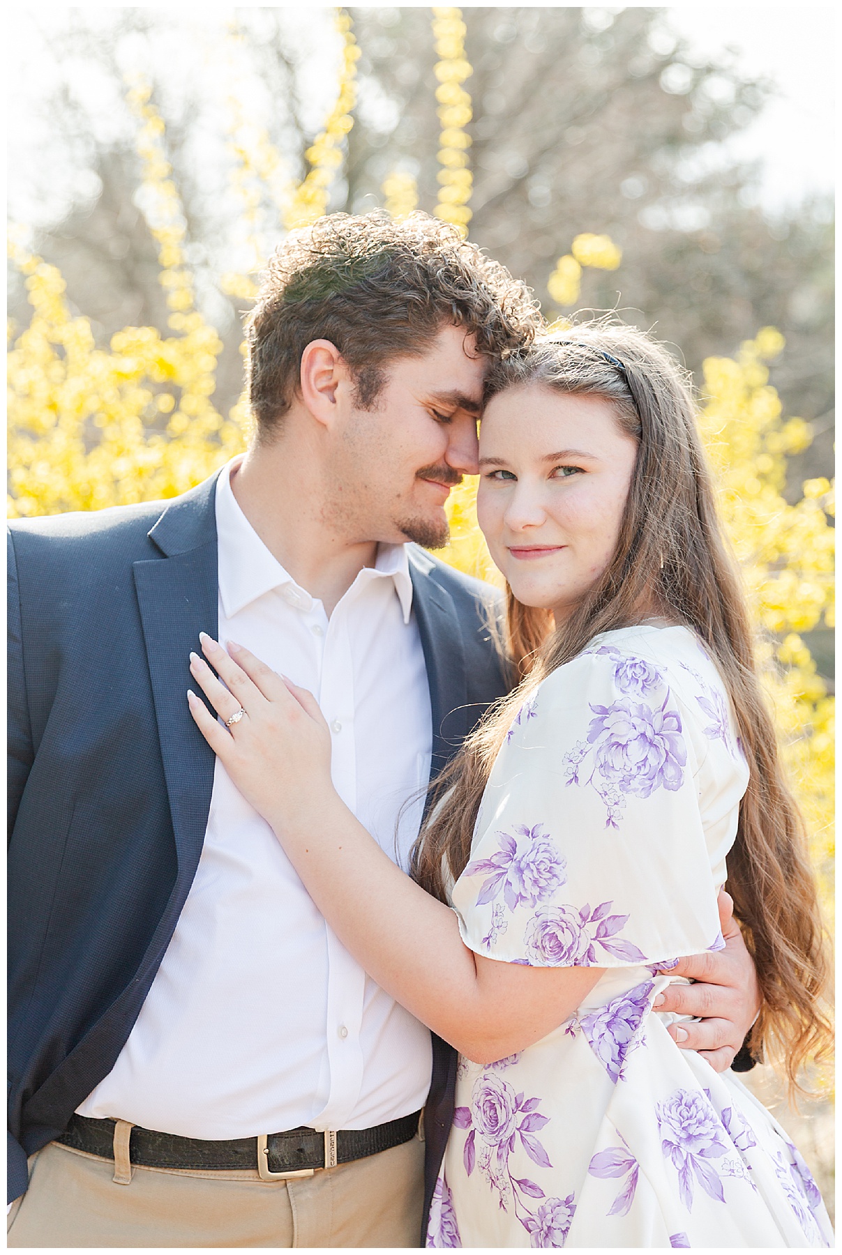 Portrait of an engaged couple at Albertson Park in Boise, Idaho