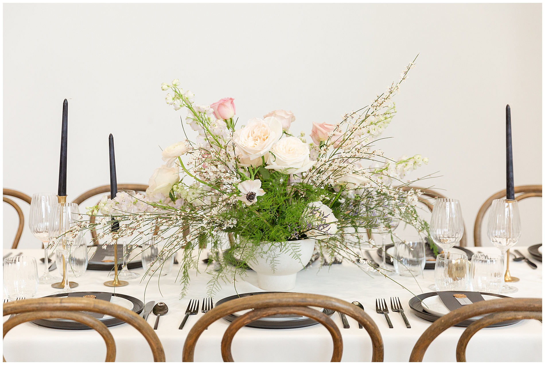 The flower centerpiece at a reception table