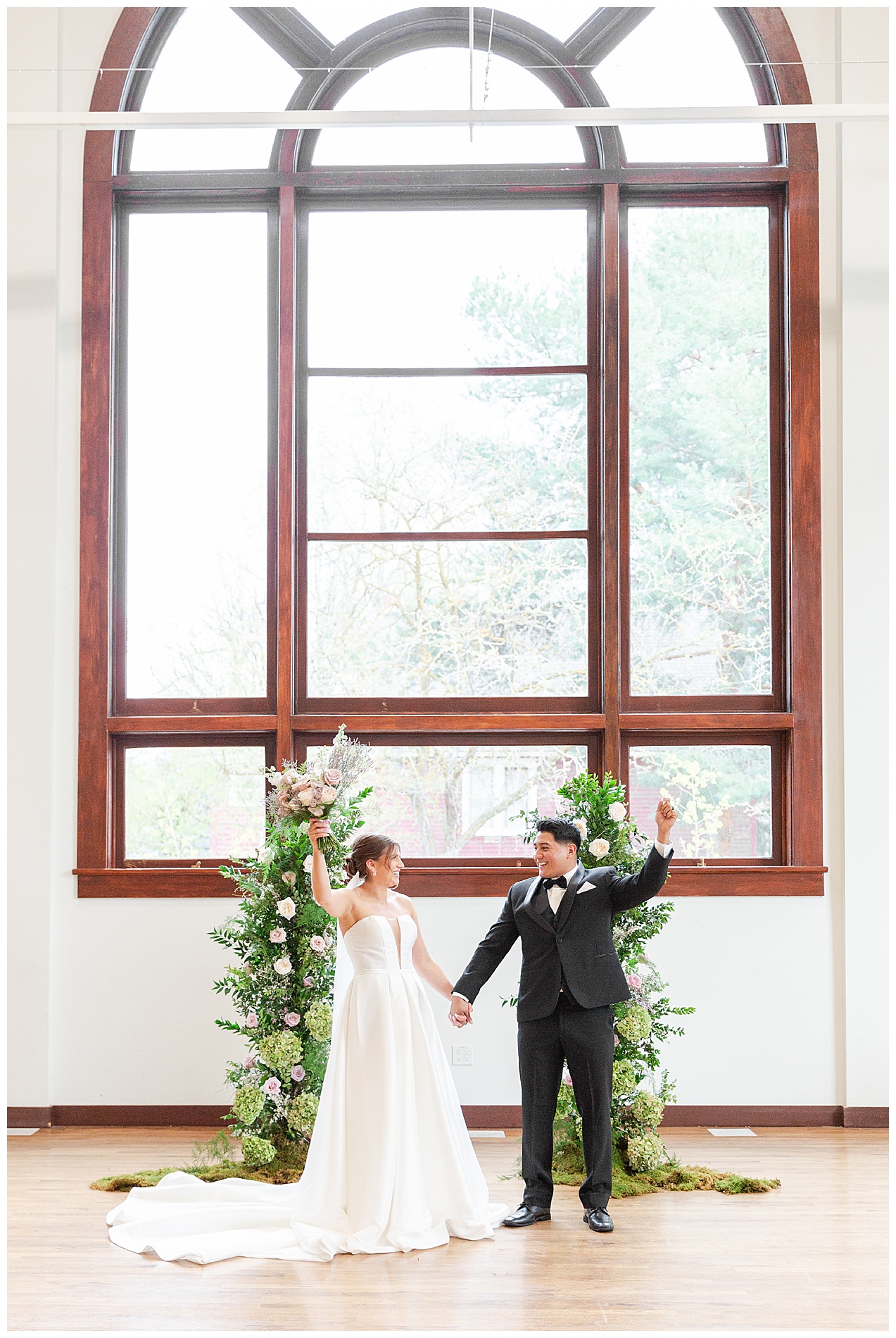 Celebrating after being pronounced married
