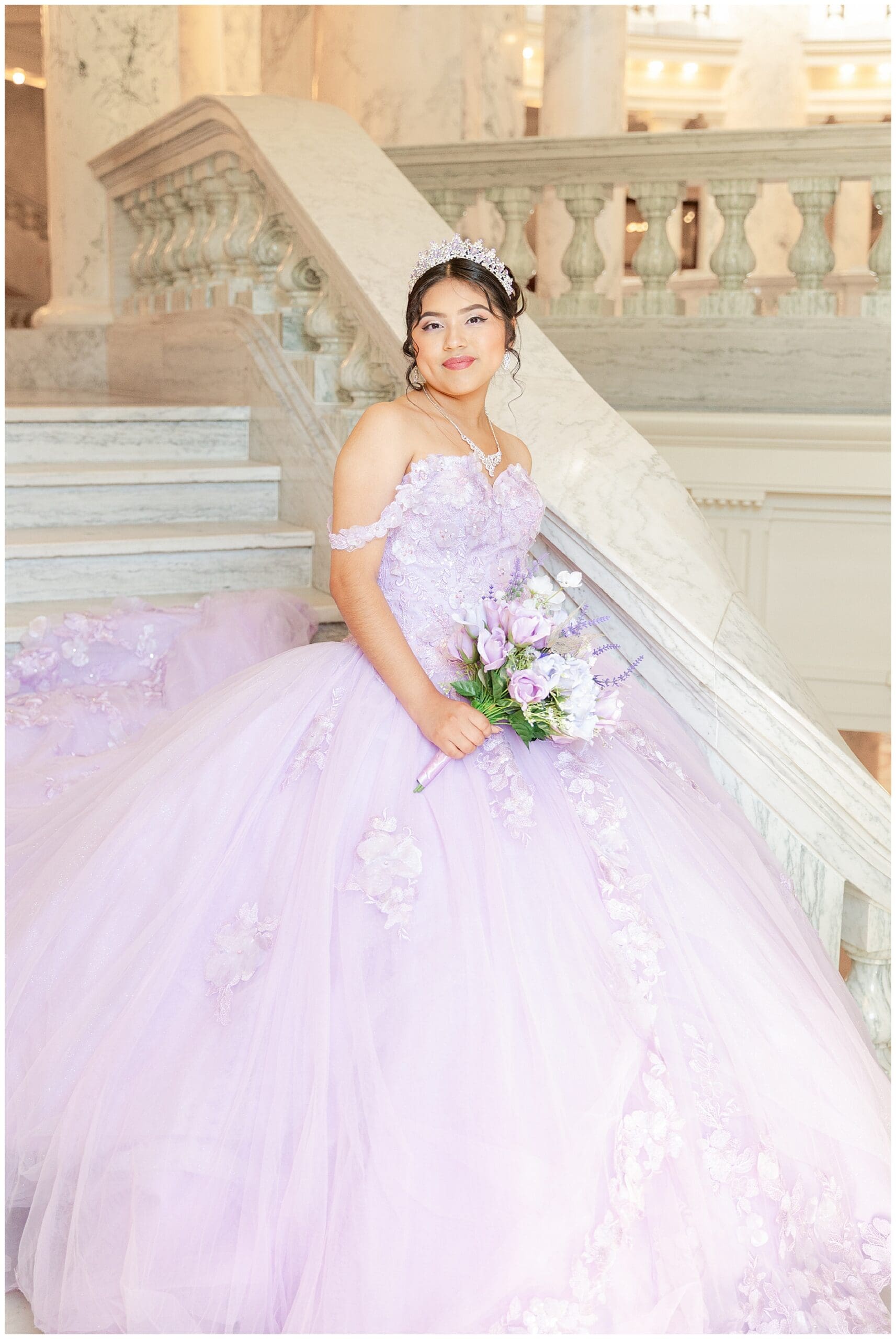 Quinceañera on the steps inside the state Capitol in Boise